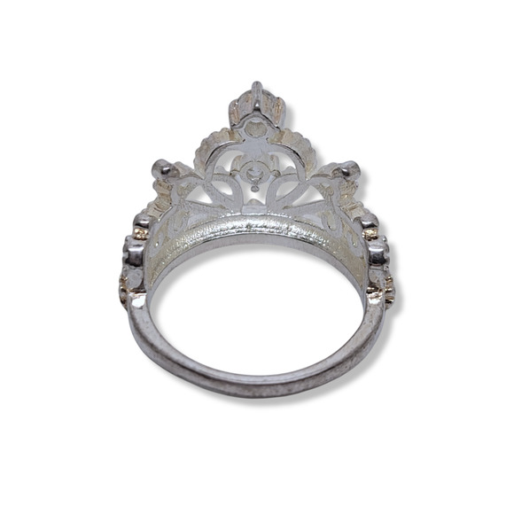Sterling Silver Plated Round Simulated Diamond Crown Ring Sz8 - Picture 3 of 8